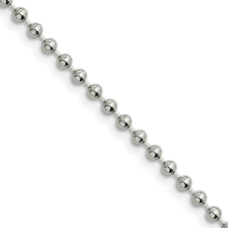 3mm Stainless Steel Beaded Chain Necklace, 22 Inch